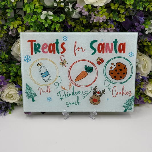 Christmas Treat For Santa Glass Chopping Board 8inch x 11inch