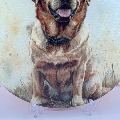Labrador Glass Round Tea Pot Holder/Chopping Board