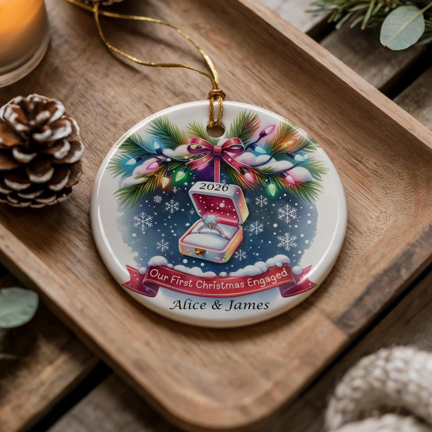 Our First Christmas Engaged 2026 Ceramic Ornament - Tree Decoration - Memorabilia Gifts