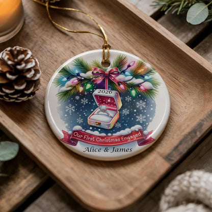 Our First Christmas Engaged 2026 Ceramic Ornament - Tree Decoration - Memorabilia Gifts