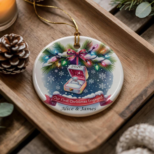 Our First Christmas Engaged 2026 Ceramic Ornament - Tree Decoration - Memorabilia Gifts