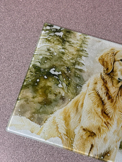 Golden Retriever Glass Chopping Board - Worktop Saver - Kitchen Decor - Heat Mat