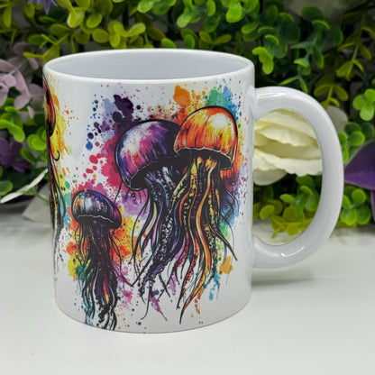 Jellyfish Colourful Paint Splash 11oz Ceramic Coffee Mug