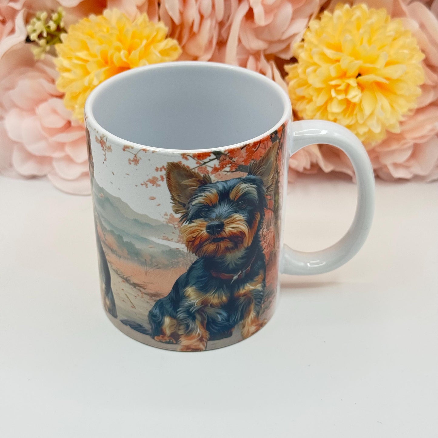 Yorkshire Terrier Pink Blossom 11oz Ceramic Dog Mug