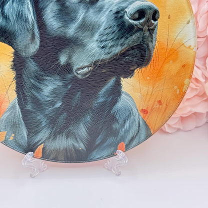 Labrador Glass Round Tea Pot Holder/Chopping Board