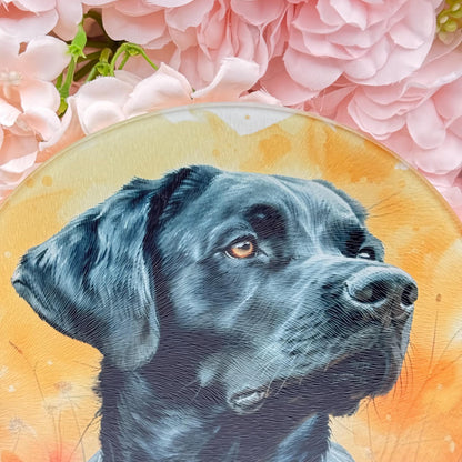 Labrador Glass Round Tea Pot Holder/Chopping Board