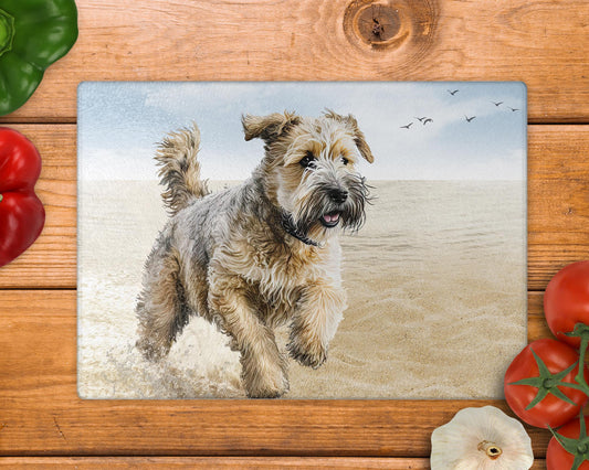 Soft Coated Wheaten Terrier 8inch x 11inch Glass Chopping Board