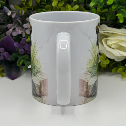 Border Terrier Dog Greenery Floral Mug: Handmade Ceramic Coffee Cup, Pet Lover Gift