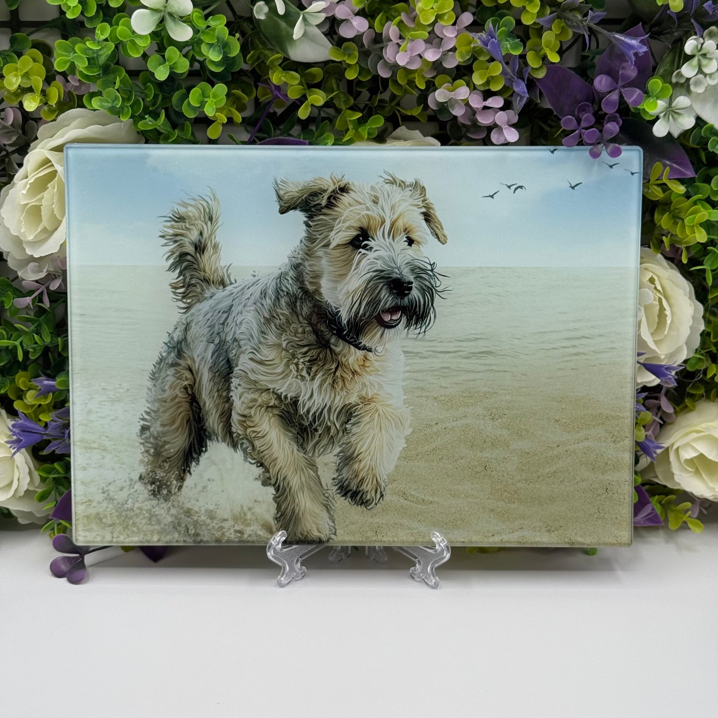 Soft Coated Wheaten Terrier 8inch x 11inch Glass Chopping Board