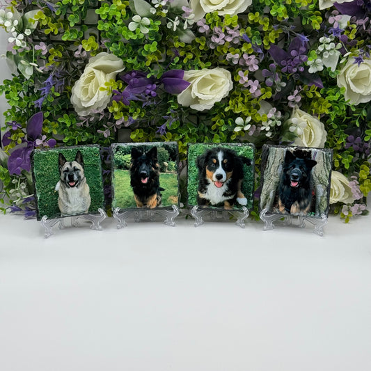 4x Custom Photo Slate Coasters 9cm x 9cm - Personalised Image
