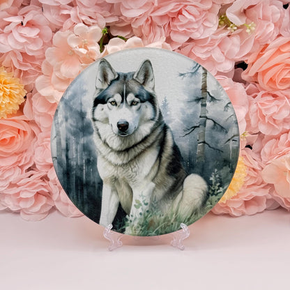Husky Glass Round Tea Pot Holder/Chopping Board