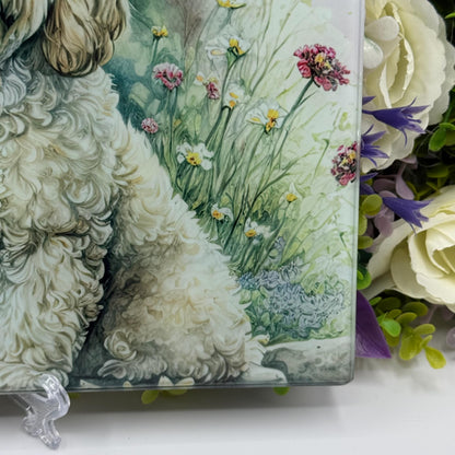 Cockapoo Floral 8inch x 11inch Glass Chopping Board