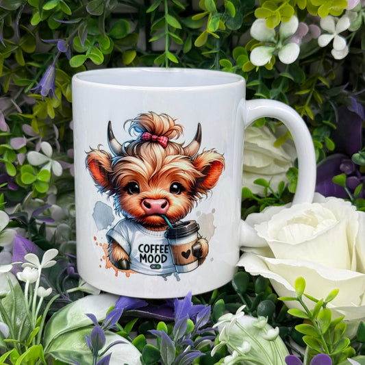 Highland Cow Coffee Mood 11oz Ceramic Mug