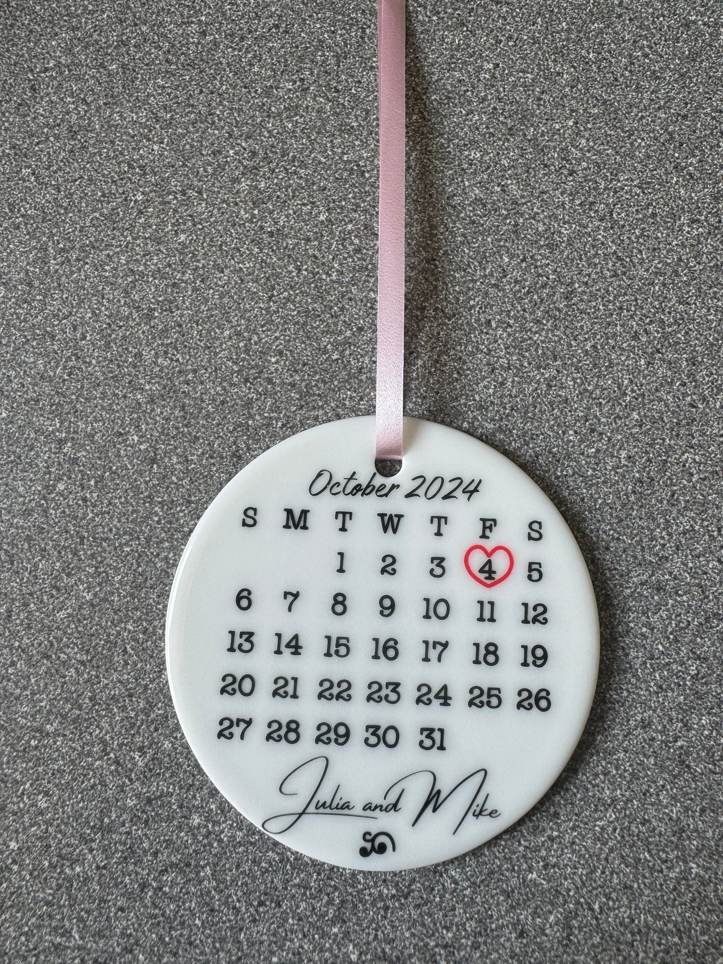 Personalized Date Calendar Ornament: Anniversary Keepsake Gift