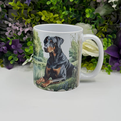 Doberman Lake Ceramic 11oz Mug: Handmade Coffee Gift for Pet Lovers