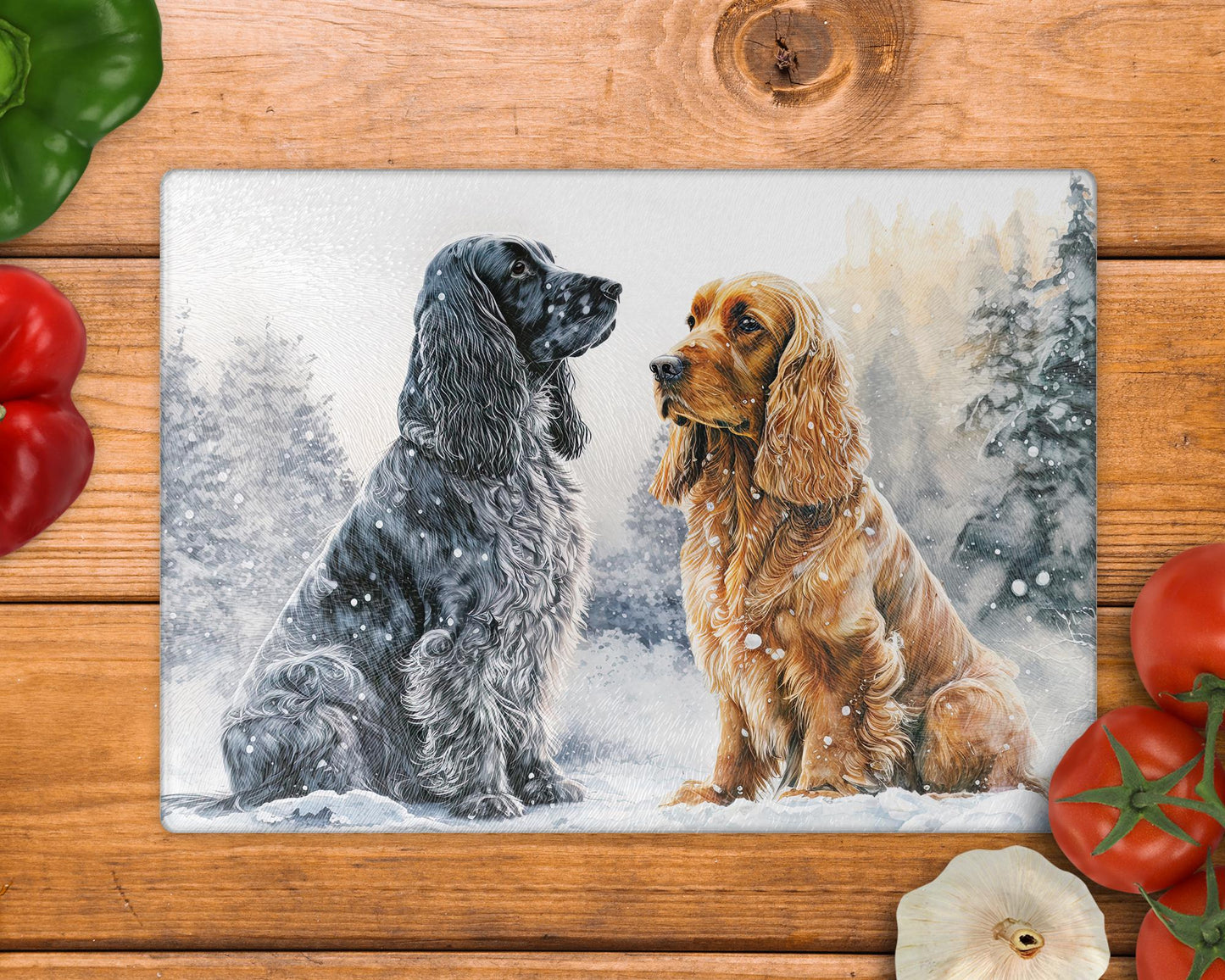 Cocker Spaniel Glass Chopping Board: Handmade Kitchen Decor
