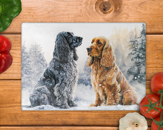 Cocker Spaniel Glass Chopping Board: Handmade Kitchen Decor