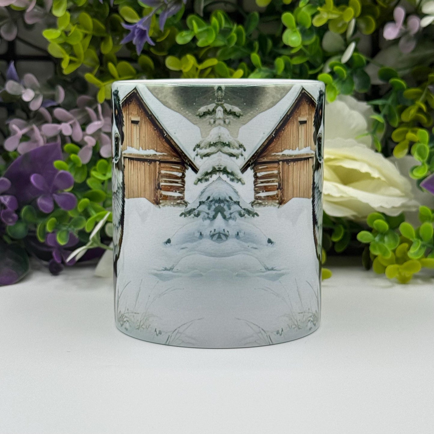 Bernese Mountain Dog Winter Snow 11oz Ceramic Mug: Handmade Pet Lover Gift