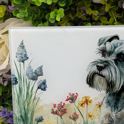Schnauzer Salt and Pepper 8inchx11inch Glass Cutting Board: Handmade Kitchen Decor