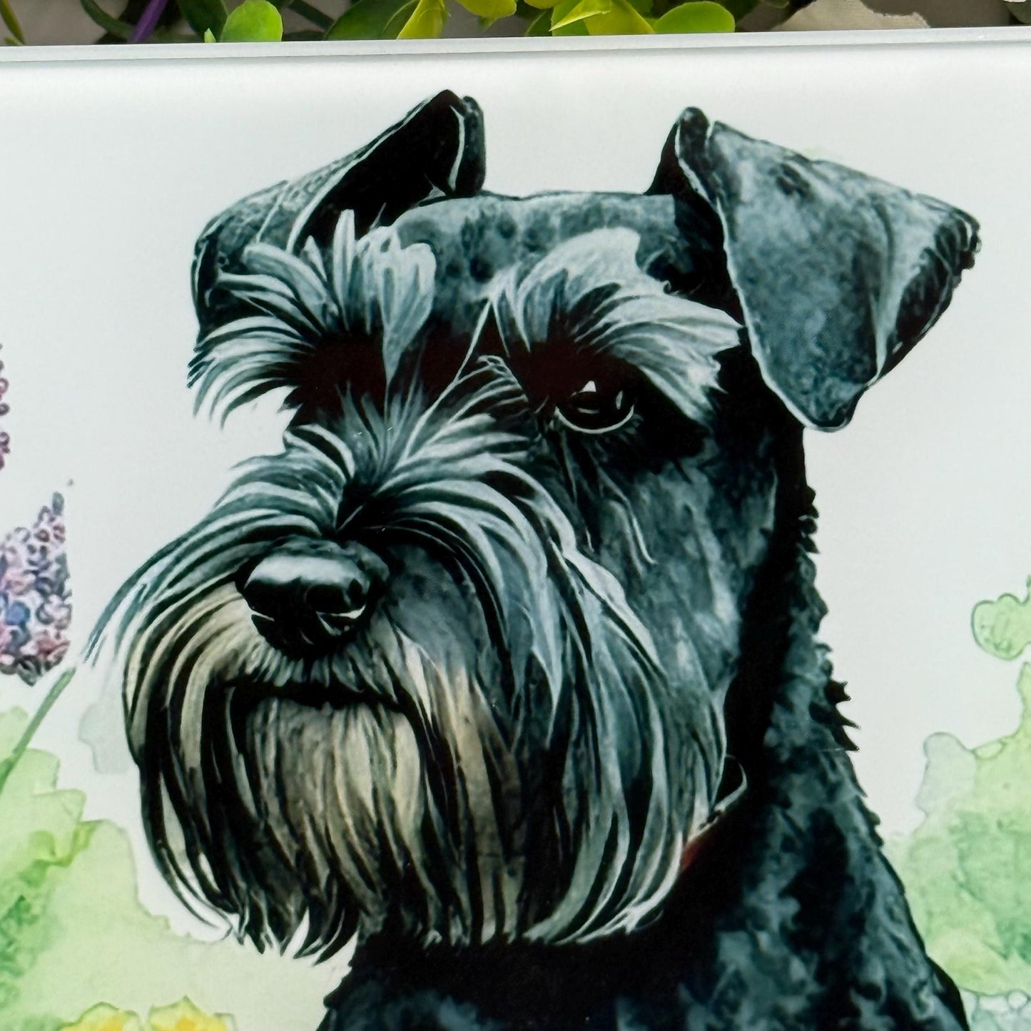 Schnauzer Black 8inchx11inch Glass Cutting Board: Handmade Kitchen Decor