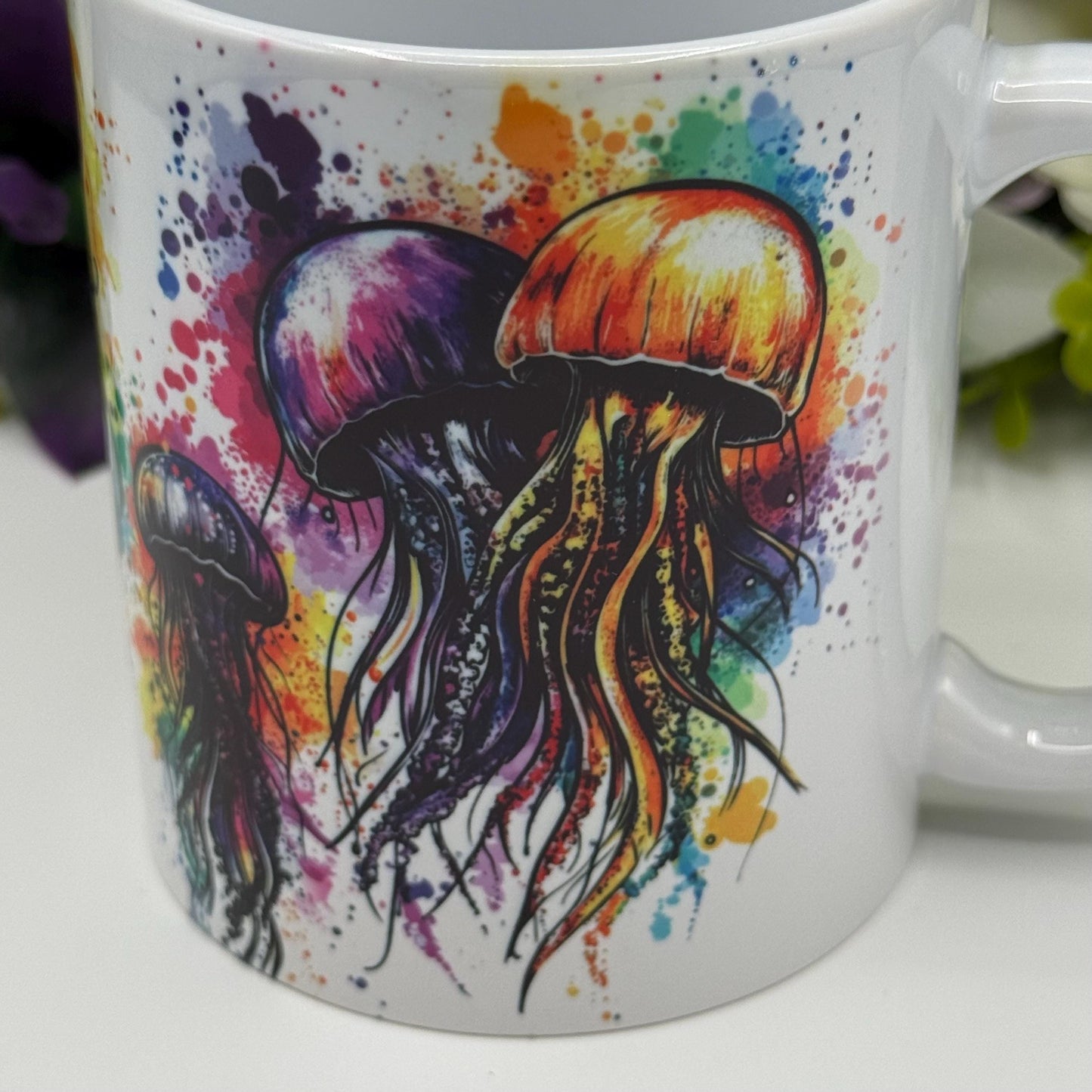 Jellyfish Colourful Paint Splash 11oz Ceramic Coffee Mug