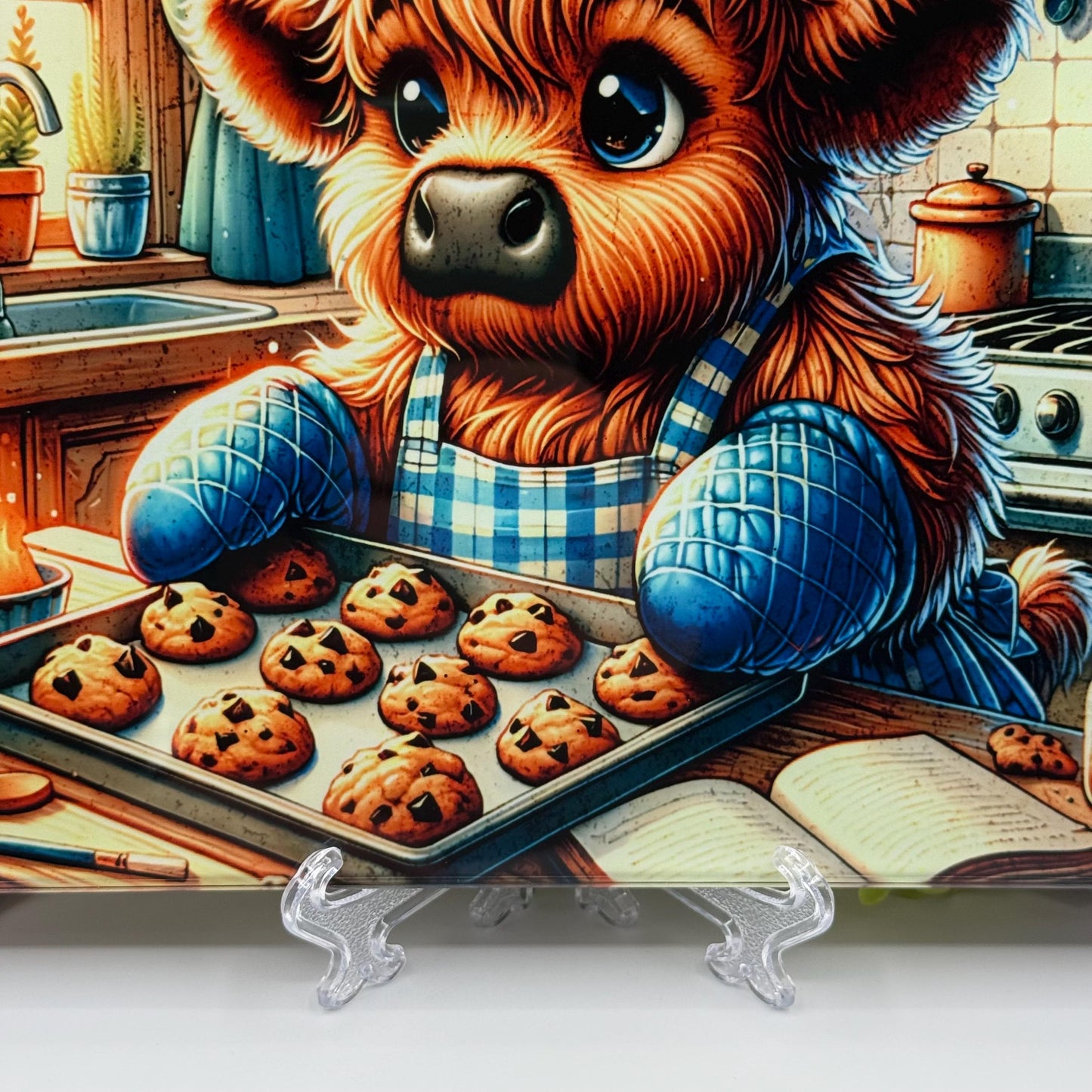 Highland Cow Kitchen Baking 8inchx11inch Glass Chopping Board