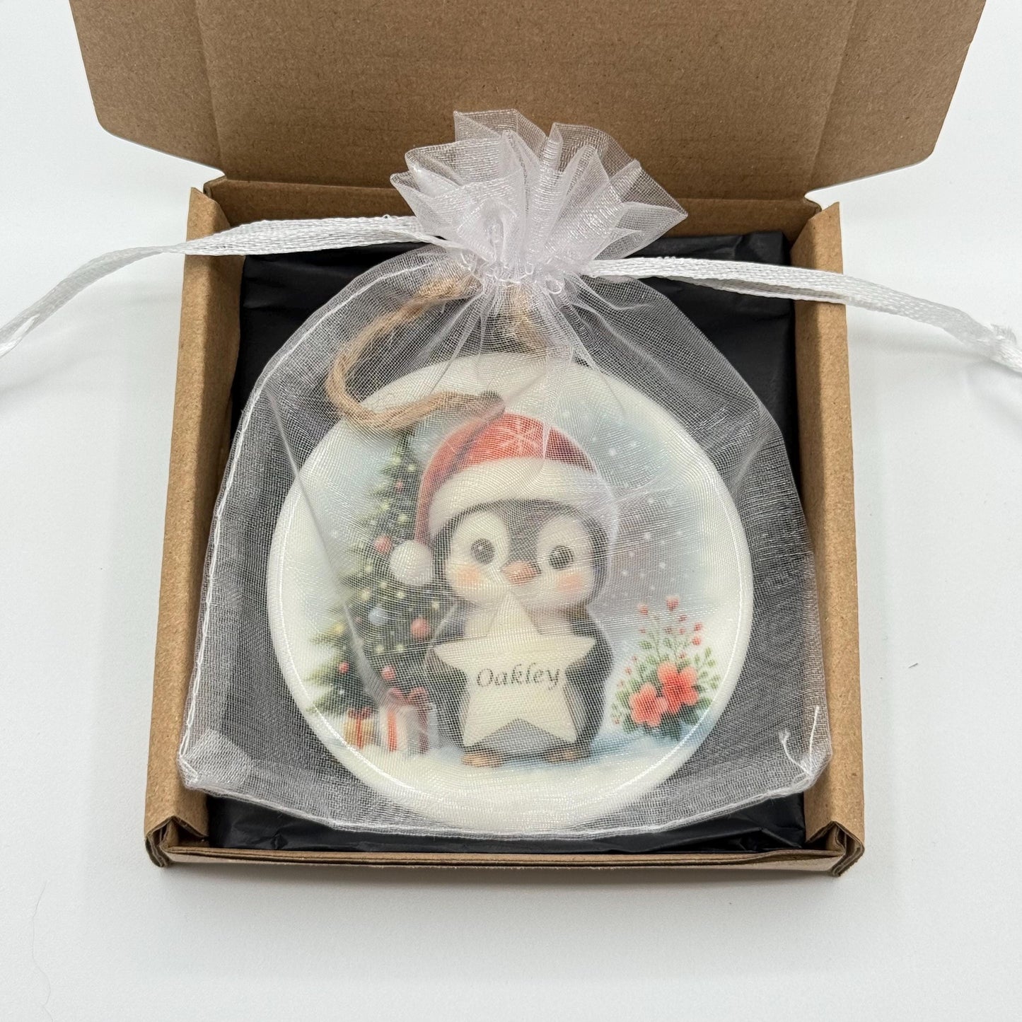 Personalised Penguin Christmas Ceramic Ornament