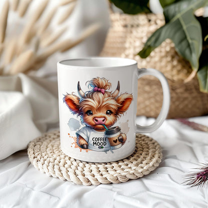 Highland Cow Coffee Mood 11oz Ceramic Mug