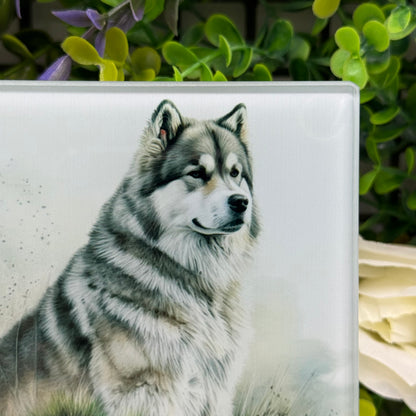 Alaskan Malamute Glass Square Coasters