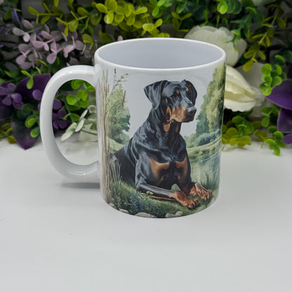 Doberman Lake Ceramic 11oz Mug: Handmade Coffee Gift for Pet Lovers