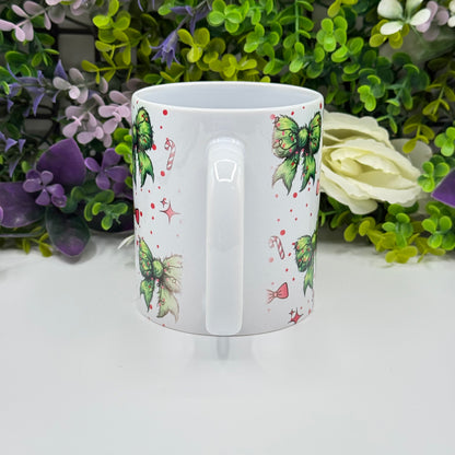 Christmas Bow and Candy Cane 11oz Ceramic Mug