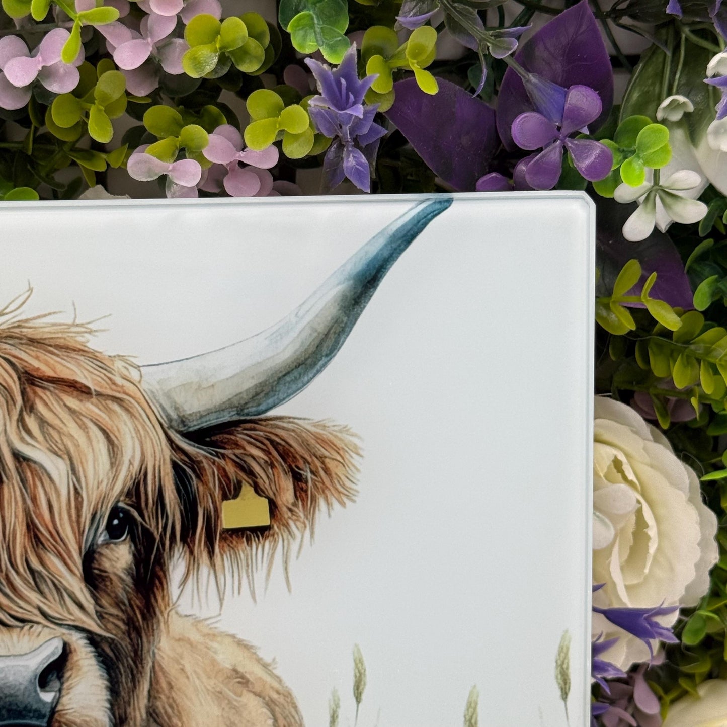 Highland Cow 8inchx11inch Glass Chopping Board