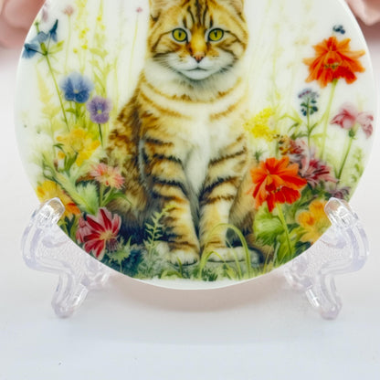 Personalized Cat Floral Ceramic Ornament: Keepsake Pet Gift