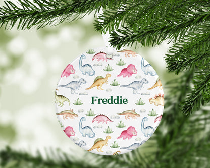 Personalized Dinosaur Ornament: Ceramic Baby Keepsake Gift