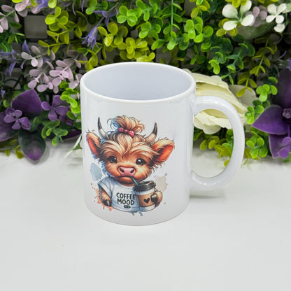Highland Cow Coffee Mood 11oz Ceramic Mug