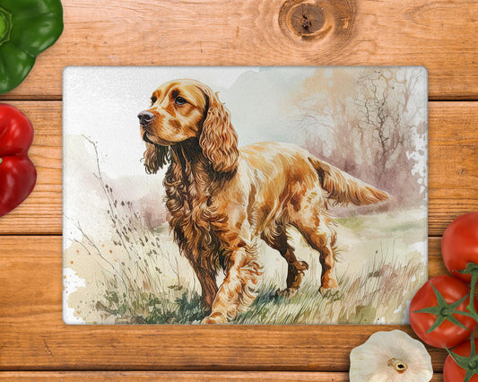 Cocker Spaniel Glass Chopping Board: Handmade Kitchen Decor