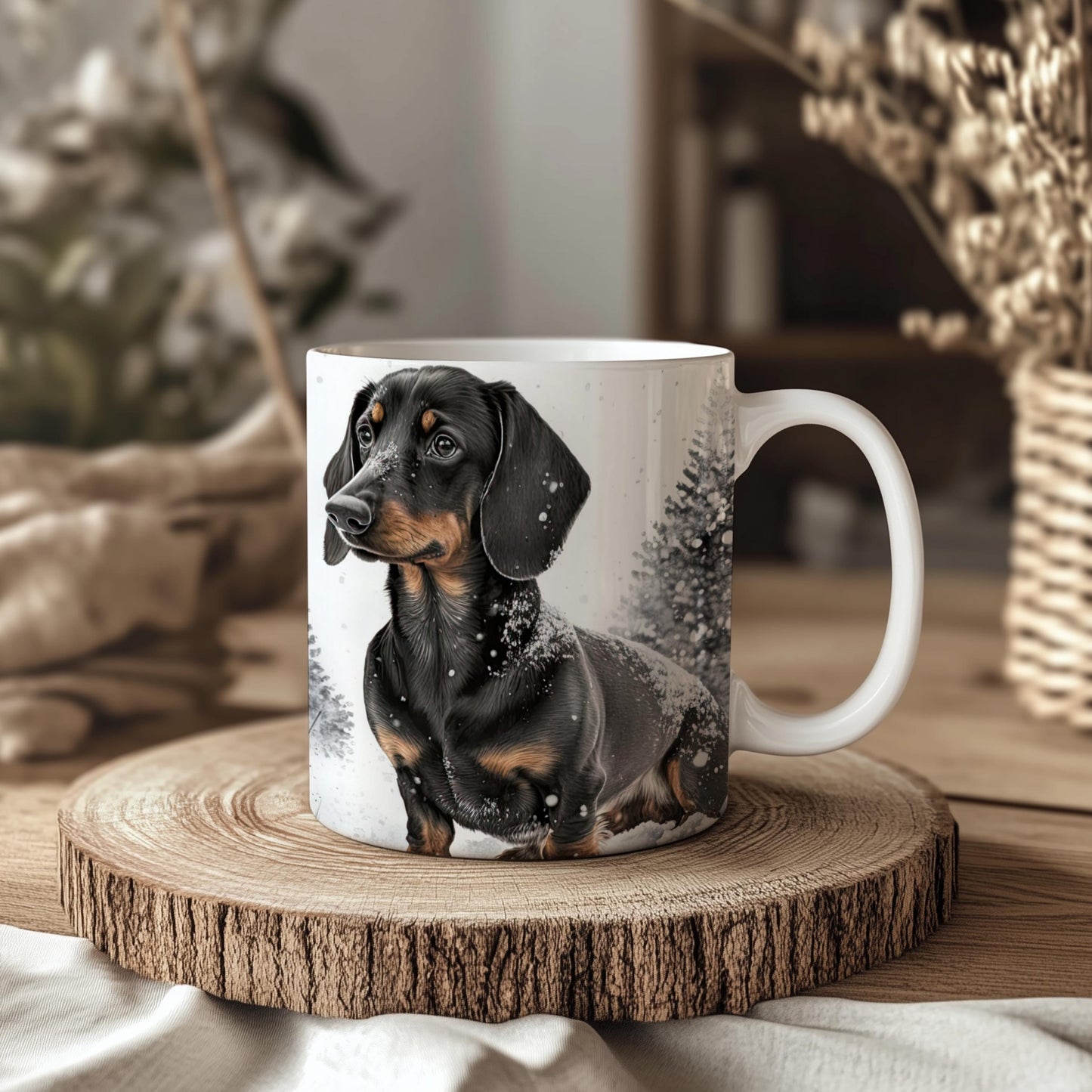 Dachshund Winter Snow 11oz Ceramic Dog Mug