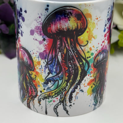 Jellyfish Colourful Paint Splash 11oz Ceramic Coffee Mug