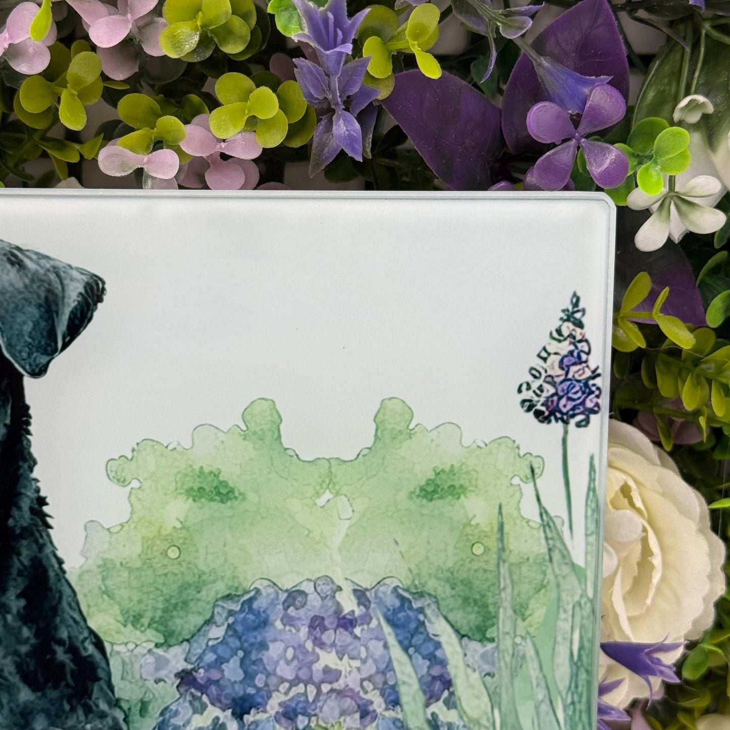 Schnauzer Black 8inchx11inch Glass Cutting Board: Handmade Kitchen Decor