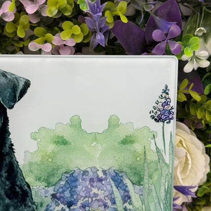 Schnauzer Black 8inchx11inch Glass Cutting Board: Handmade Kitchen Decor