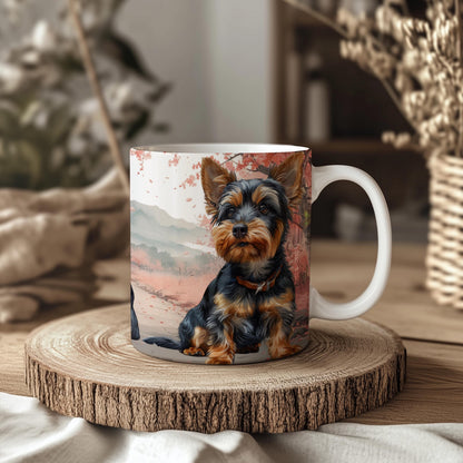 Yorkshire Terrier Pink Blossom 11oz Ceramic Dog Mug