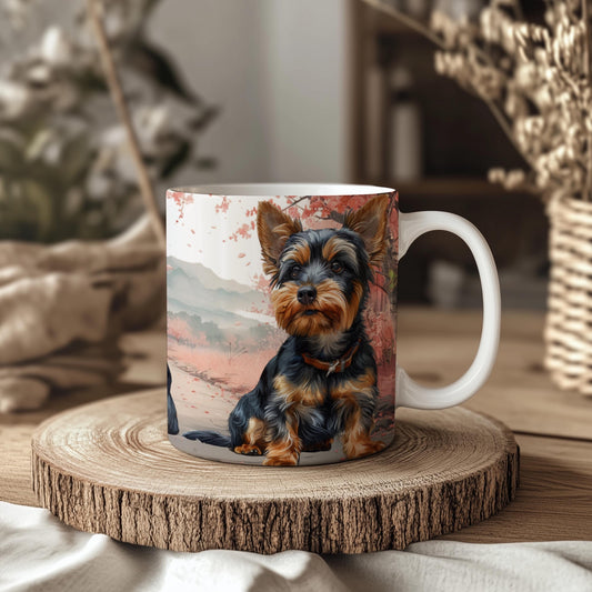 Yorkshire Terrier Pink Blossom 11oz Ceramic Dog Mug