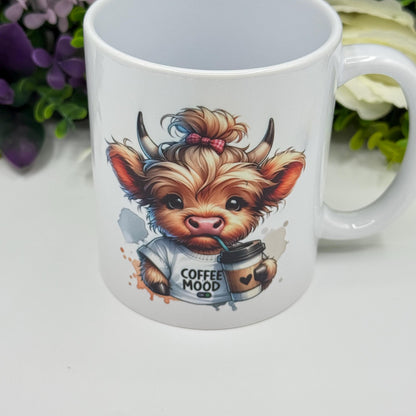 Highland Cow Coffee Mood 11oz Ceramic Mug