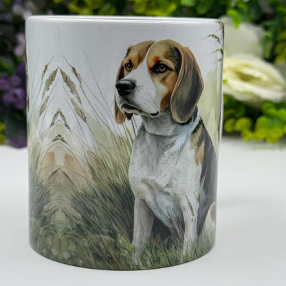 Beagle in Field 11oz Ceramic Dog Mug: Gift for Pet Lovers