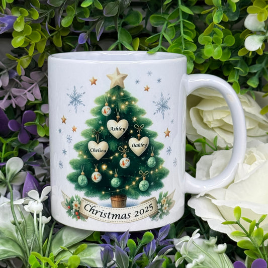 Personalised Family Christmas Tree 11oz Ceramic Mug