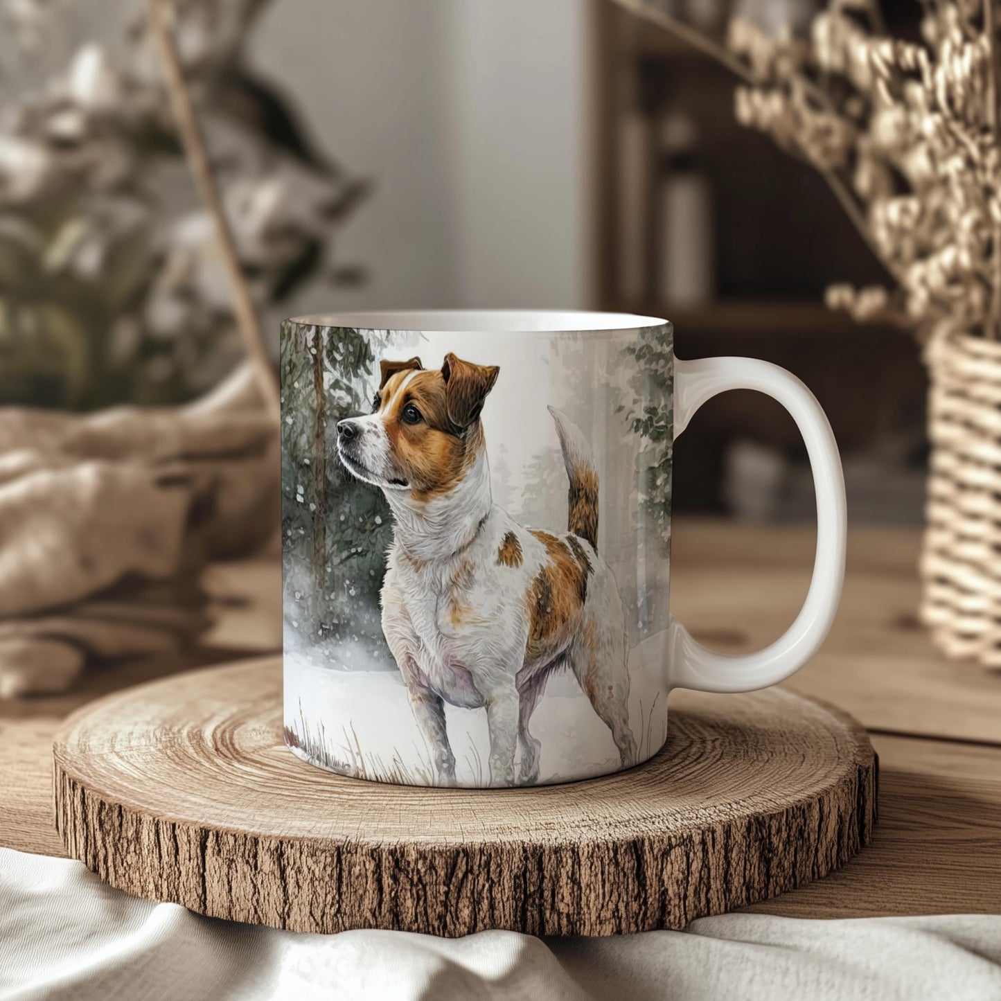 Jack Russell Terrier Winter Forest 11oz Ceramic Coffee Mug