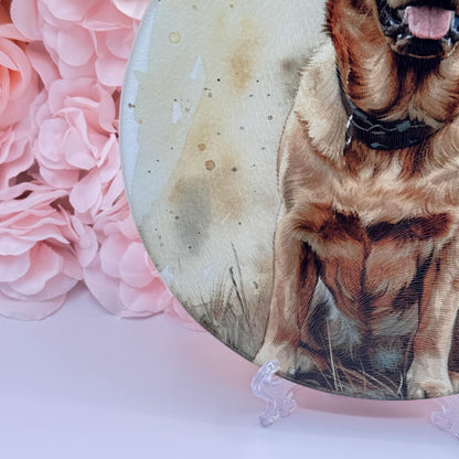 Labrador Glass Round Tea Pot Holder/Chopping Board