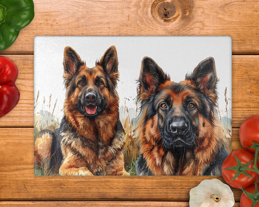 German Shepherd Glass 8inch x 11inch Chopping Boards