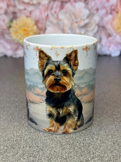 Yorkshire Terrier Pink Blossom 11oz Ceramic Dog Mug