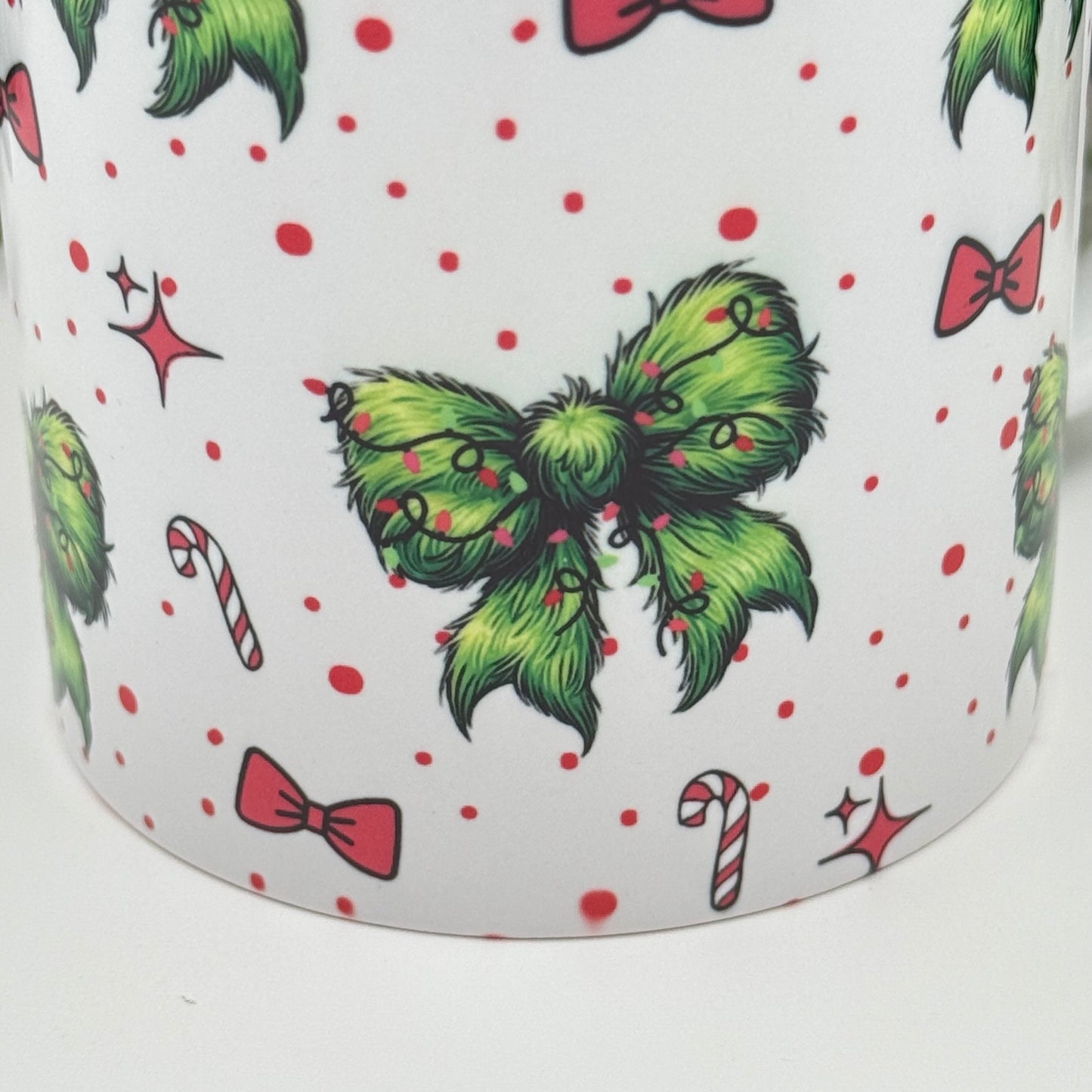 Christmas Bow and Candy Cane 11oz Ceramic Mug